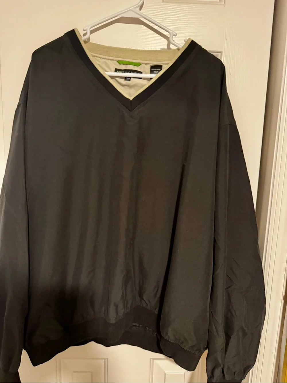 Men's Black Windbreaker V-Neck Pullover